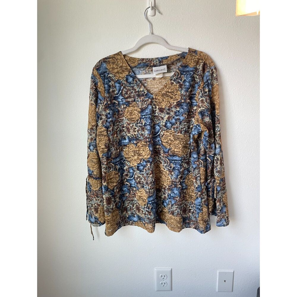 Vintage whimsygoth sheer mesh top L 90s Fashion Bug floral lace blouse